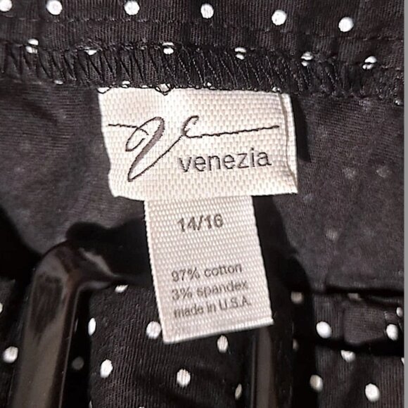Venezia Top Blouse Size 14/16 Black with White Polka Dot 3/4 Sleeve - Picture 4 of 5